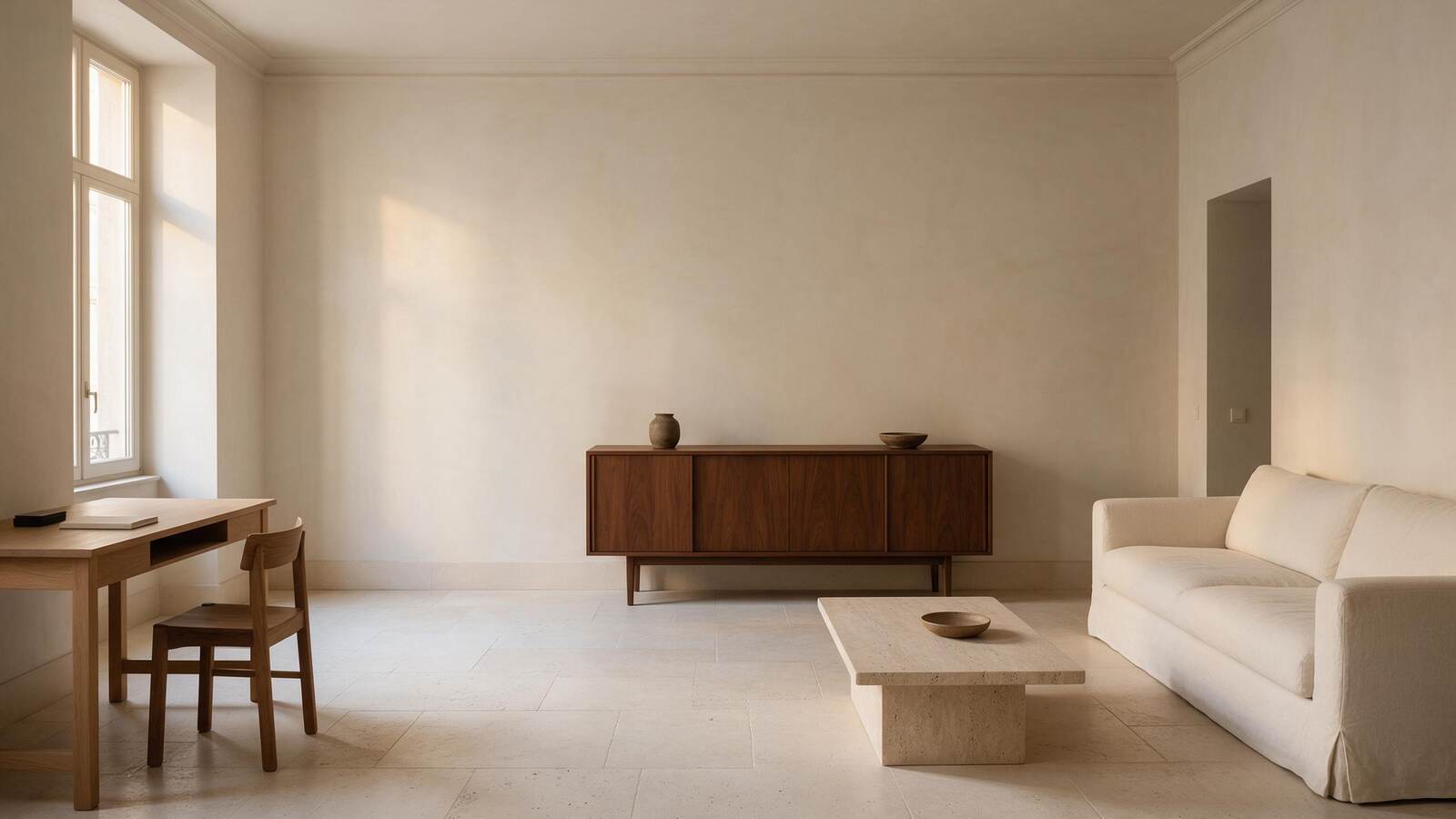A calm sunlit interior before plants arrive